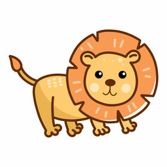 Cute African lion. Vector doodle illustration for child.