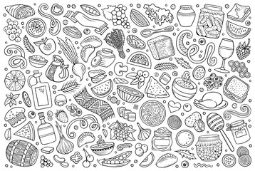 Set of Ukrainian cuisine symbols, items and objects