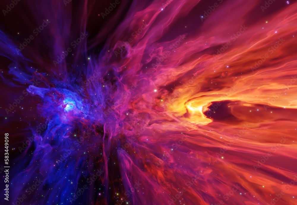 Wall mural nebula in space galaxy 3d render illustration