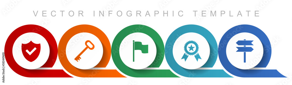 Poster Internet icon set, miscellaneous icons such as shield, key, flag, badge and signpost for webdesign and mobile applications, flat design infographic vector template in eps 10
