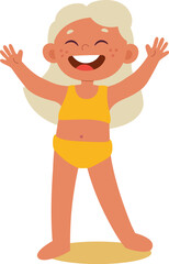 Happy kid in swimwear on the beach