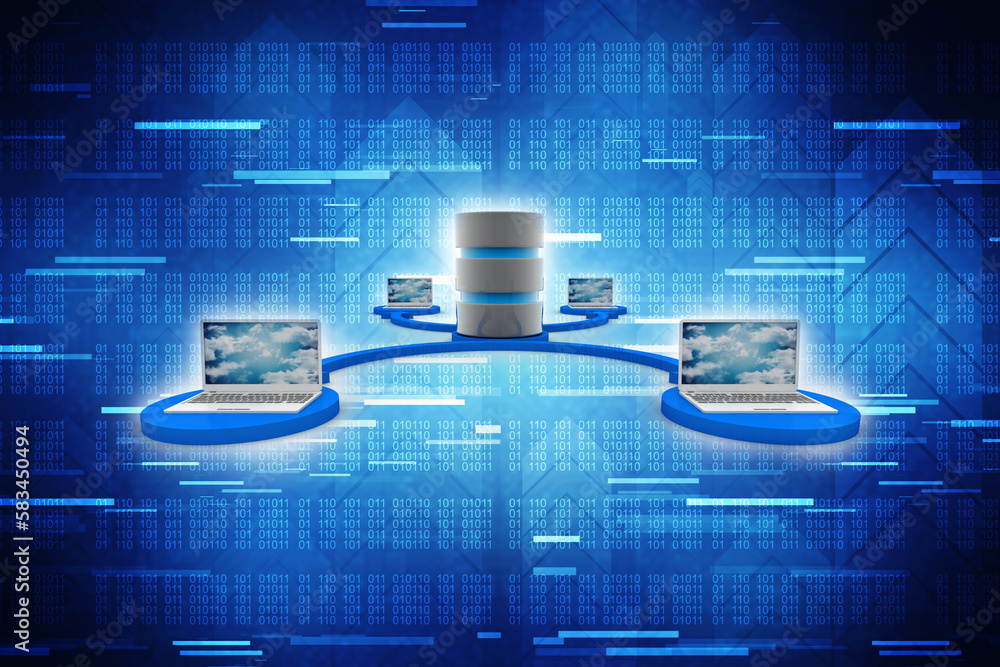 Poster 3d rendering technology computer database storage