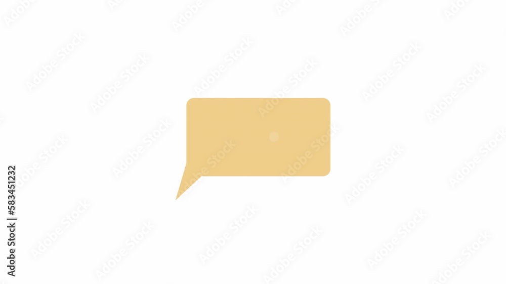Poster animated yellow speech cloud. online communication. message application. flat cartoon style icon 4k 