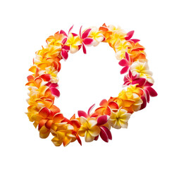 hawaii garland of frangipani flowers - lei , isolated on transparent background cutout , generative ai - obrazy, fototapety, plakaty