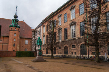 Fototapeta premium The exterior of Christiansborg Palace, the Parliament in Copenhagen, Denmark