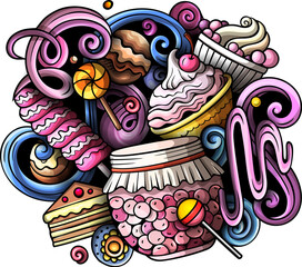 Obraz premium Sweet Food detailed cartoon illustration