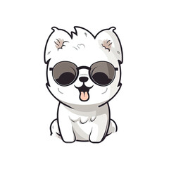Naklejka premium Cute Dog wearing sunglasses Stickers.Generative Ai