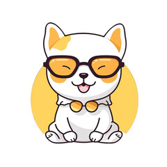 Cute Dog wearing sunglasses Stickers.Generative Ai