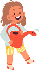 Children helper Girl watering plants