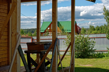 construction of wooden extensions of a rural house