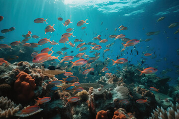 coral reef and fishes sea life underwater nature tropical blue
