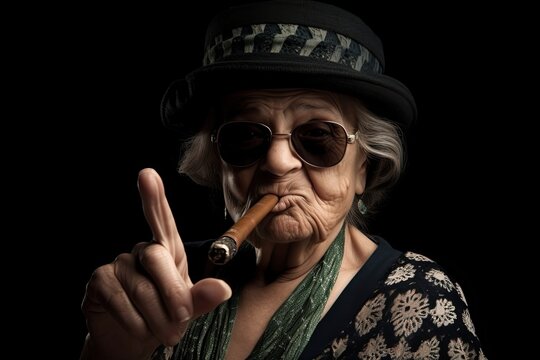 Gangster Grandma Smoking a Cigar - AI Generated