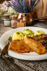 Fried cod fillet .