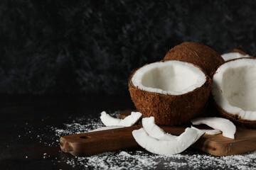 Composition with coconut and coconut powder, space for text