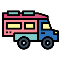 camper van filled outline icon style