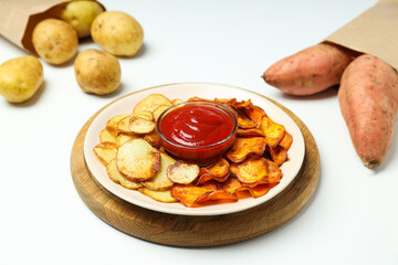 Concept of tasty food - sweet potato fries