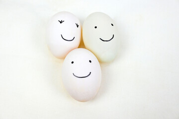 Happy eggs with smiling expression.