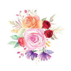 Watercolor flowers for design card, postcard, textile, flyer