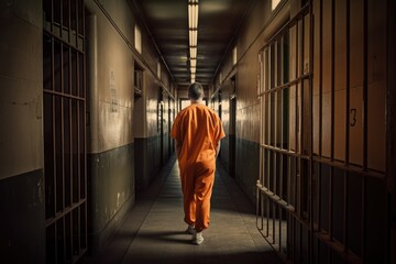 Prisoner Walking in Prison - Backview