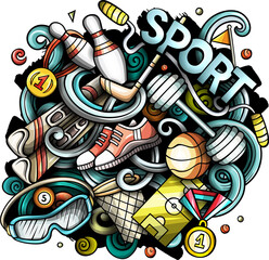 Sports detailed cartoon illustration