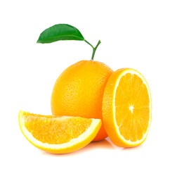 Orange and slices isolated on a white background