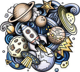 Outer Space detailed cartoon illustration