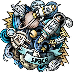 Outer Space detailed cartoon illustration