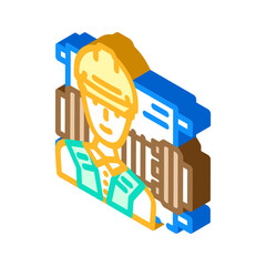 millwright repair worker isometric icon vector illustration