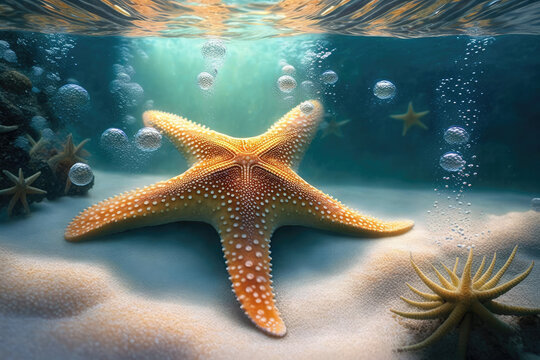 Starfish underwater. Generative AI