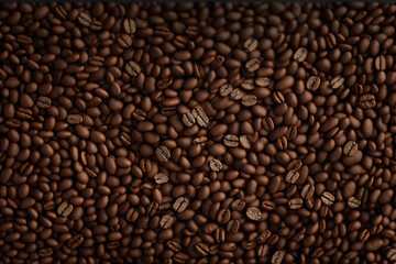 Roasted coffee beans background. Texture of coffee beans. generated ai