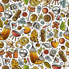 Picnic сartoon funny seamless pattern