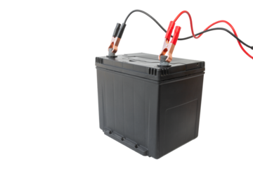 Car battery charging, studio set isolated