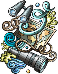 Nautical detailed cartoon illustration
