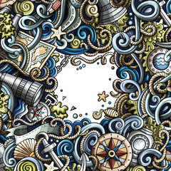 Nautical detailed cartoon border illustration