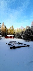 Norwegia zima las hytta
