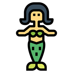 mermaid filled outline icon style