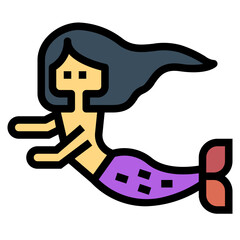 mermaid filled outline icon style