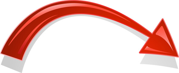 Red Curved Arrow Made of Glass
