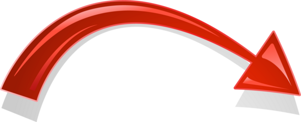 Red Curved Arrow Made of Glass