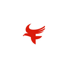 Falcon and letter F combination. Logo design.