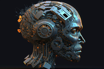 Fototapeta na wymiar Robot brain illustration. Generative AI