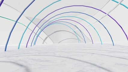 Abstract architecture background arched interior 3d render