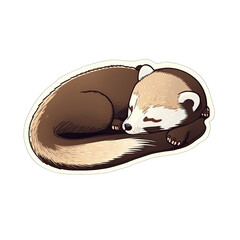 Cute Ferret Sleeping Generated Generated