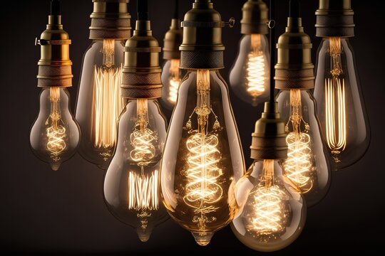 Luxurious retro lighting bulb décor in the modern style, generative AI
