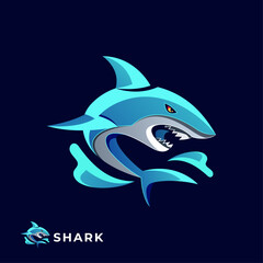 Naklejka premium Blue Colorful Shark Logo