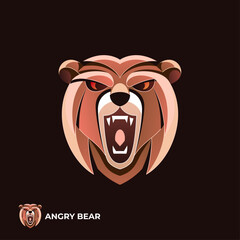 Brown Colorful Angry Bear Logo