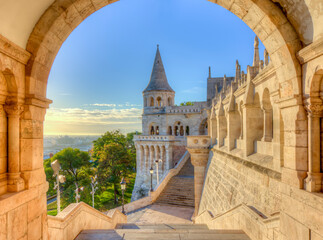 Fisherman Bastion at sunrise in Budapest, Hungary