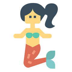 mermaid flat icon style