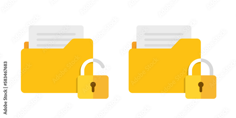 Poster folder with lock vector icon. secure paper document. file satefy signs isolated on white background.