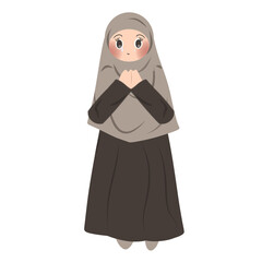Hijab girl character recite doa